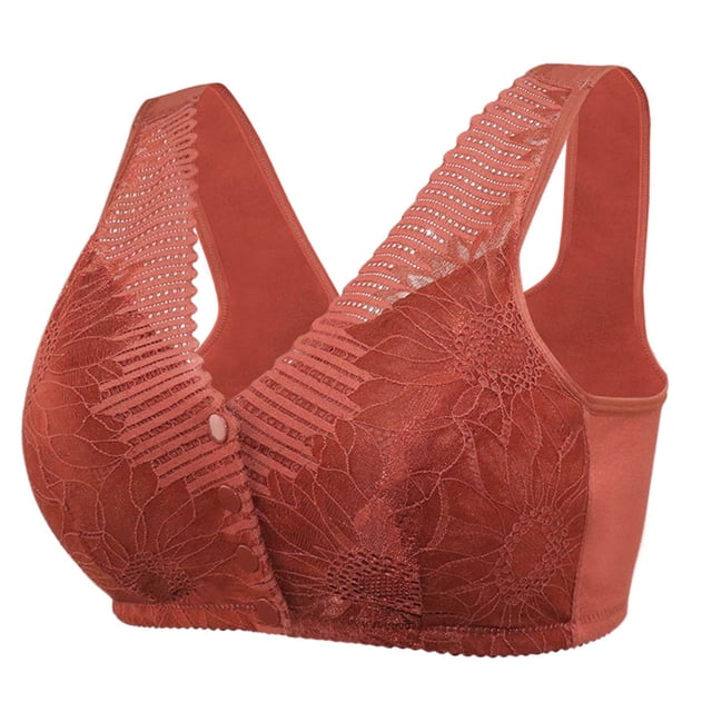 Clearance Sale 2025 Intimates Women's Adjustable Sports Front Closure Extra-Elastic Breathable Lace Trim Bra