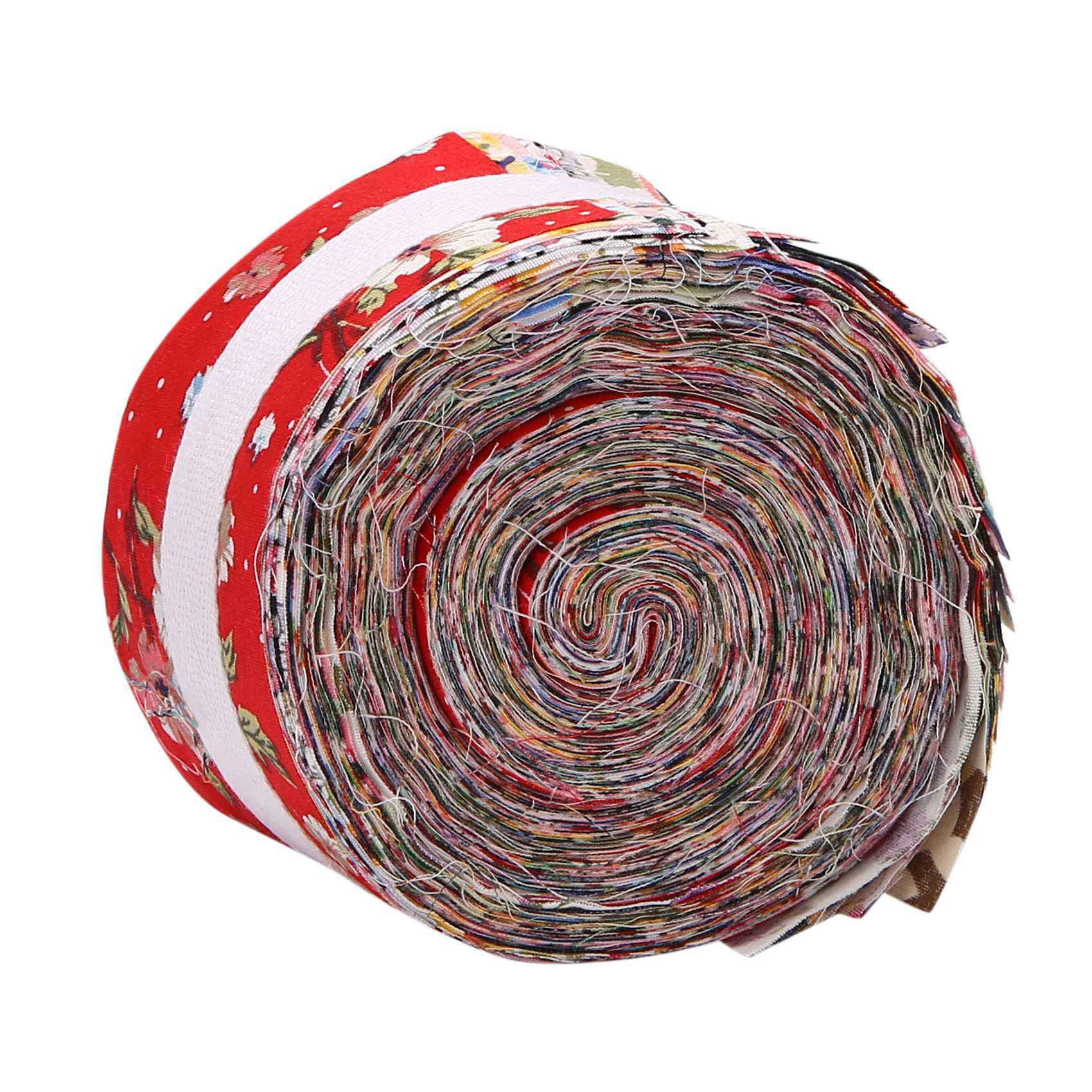 2X Fabric Strips Roll Jelly Fabric Bundles Fabric Quilting Strips Roll Up Flower Precut Patchwork with Assorted Patterns