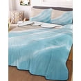 thumbnail image 3 of Quilts Full Size Bedding Set, Blue Waves Coastal Lightweight Quilted Comforter, Summer Beach Ocean Seaside Soft Reversible Bedspread Coverlet with Pillow Covers for All Season, 78" x 90", 3 of 7