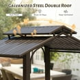thumbnail image 2 of 8×5FT Hardtop Grill Gazebo, Outdoor BBQ Gazebo w/Galvanized Steel Double Roof, Permanent Sun Shade Grill Canopy Shelter with 2 Side Shelves and Ceiling Hook for Patio Deck Yard Garden (Brown), 2 of 9