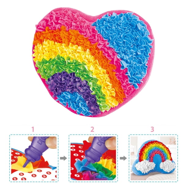 de Almohada de Tela Por Número, de Bricolaje para Niños, 3D Hecho a Mano, Dibujos Animados, Sin Costura, Kits de Arte Poke, Suministros para M Corazón