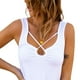 thumbnail image 4 of Camiseta sin mangas para mujer, tirantes cruzados en el pecho, dobladillo Irregular, chaleco sin mangas de verano de Color puro, 4 of 6