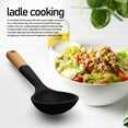 thumbnail image 4 of Large Silicone Cooking Utensils - Heat Resistant Kitchen Utensil Set with Wooden Handles, Spatula,Turner, Slotted Spoon, Pasta server, Kitchen Gadgets Tools Sets for Non-Stick Cookware (Black), 4 of 11