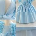 thumbnail image 6 of SERTG Little Girls' Party Dress Sheer Paneled Skirt with Back Zipper Short Sleeve Round Neck Princesse Outfit for 6 Months-4 Years(Blue,4 Years), 6 of 6
