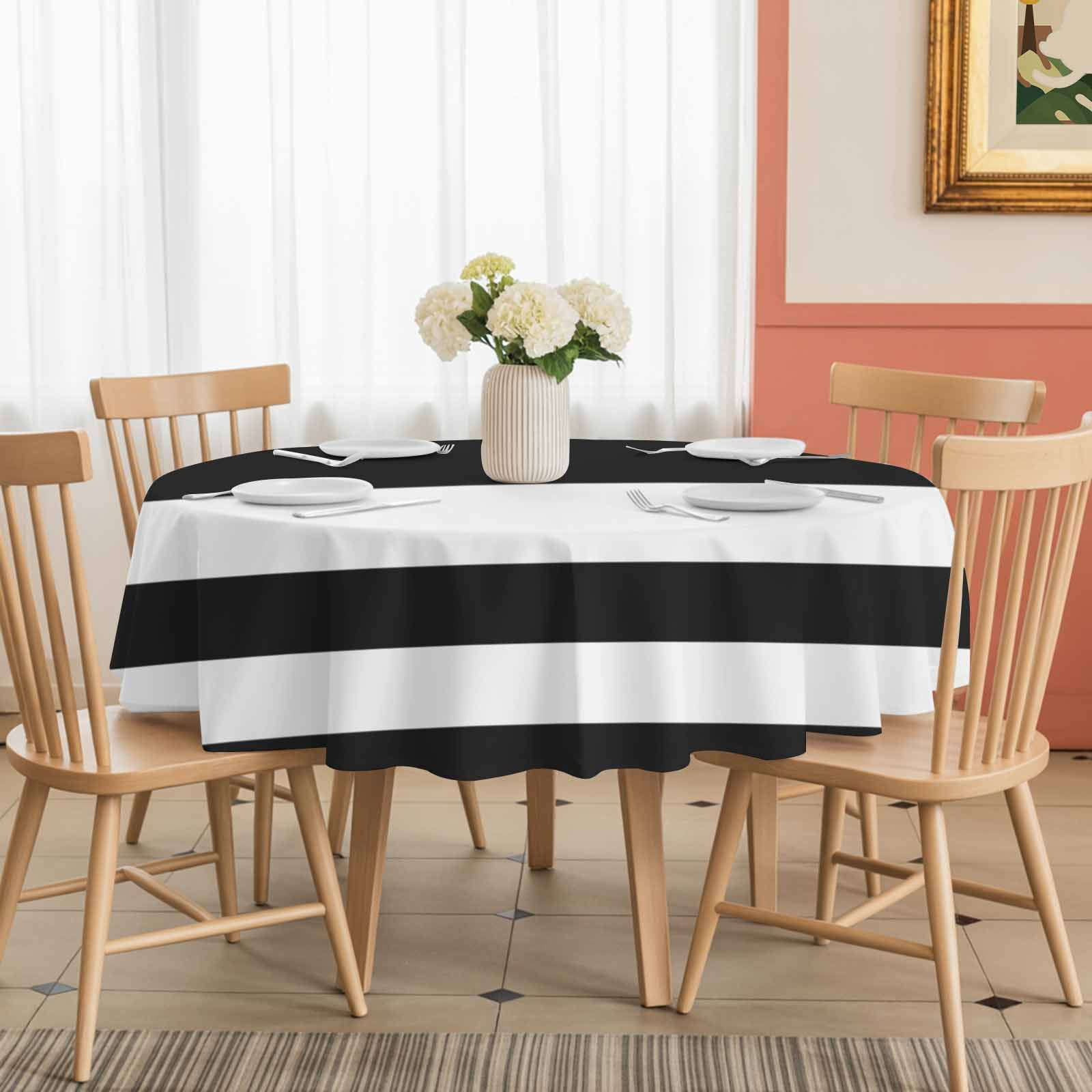 Round Tablecloth Patriotic Thin Red Line Flag Waterproof Oil Proof Polyester Table Cloth Cover Decor for Home Dining Outdoor,Patio,Parties, 60" Dia. Firefighter