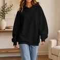 thumbnail image 6 of Women Oversized Hoodie Long Sleeve Drop Shoulder Pullover Solid Color Loose Fit Casual Hooded Sweatshirt, 6 of 9