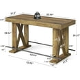 thumbnail image 2 of Tribesigns 63 -inch Farmhouse Bar Table with Metal Footrest, Wooden Home Pub Table with Sturdy X-Base for Dining Room, Kitchen, Living Room, 2 of 7