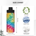 thumbnail image 4 of 18oz Sports Insulated Kettle Double Wall Vacuum Insulated Water Bottle With Leak Proof Flip Lid For Gym Outdoor Commuting Camping Red Tie Dye Background Rainbow Colors (4), 4 of 9