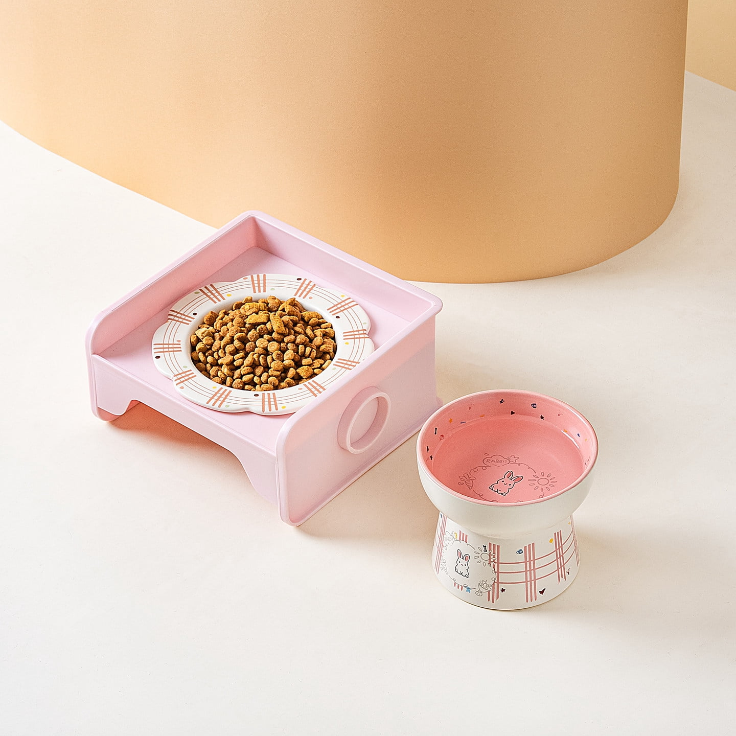 Elevated Ceramic Pet Bowl, Spine Friendly Raised Feeding Bowl, Stylish Food Basin for Cats and Dogs