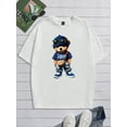 thumbnail image 2 of Loose Fit Men White Knitted Round Neck Short Sleeve Funny Graphic T-Shirt, For Going Out, For Friends, 2 of 3