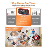 VOCOO Kids Timer Digital Kitchen Timer, Game Console Design, Large LED Display, 99-Minute Countdown Timer for Cooking Classroom Homework Exercise