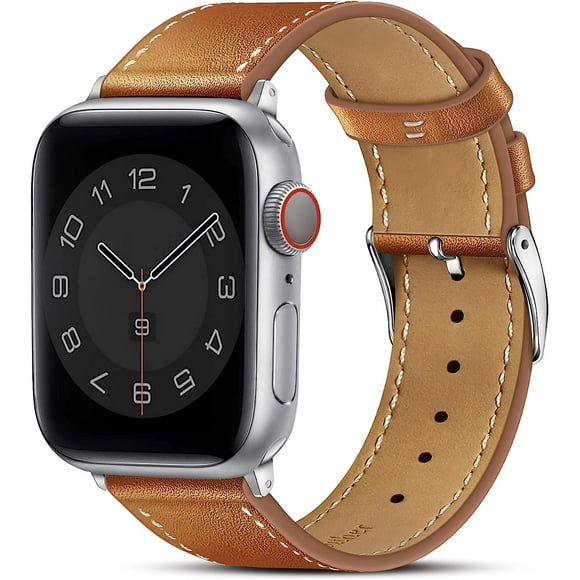 Compatible with Apple Watch Band Series 11/10(42mm), Series 9/8/7(41mm), SE 3/2/1(40mm), (Series 6/5/4(40mm), Series 3/2/1(38mm), Genuine Leather Bands Replacement Strap for iWatch, Women & Men