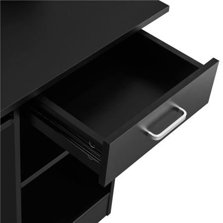 Alden Design Wooden Home Office Computer Desk with Drawers and Keyboard Tray, Black