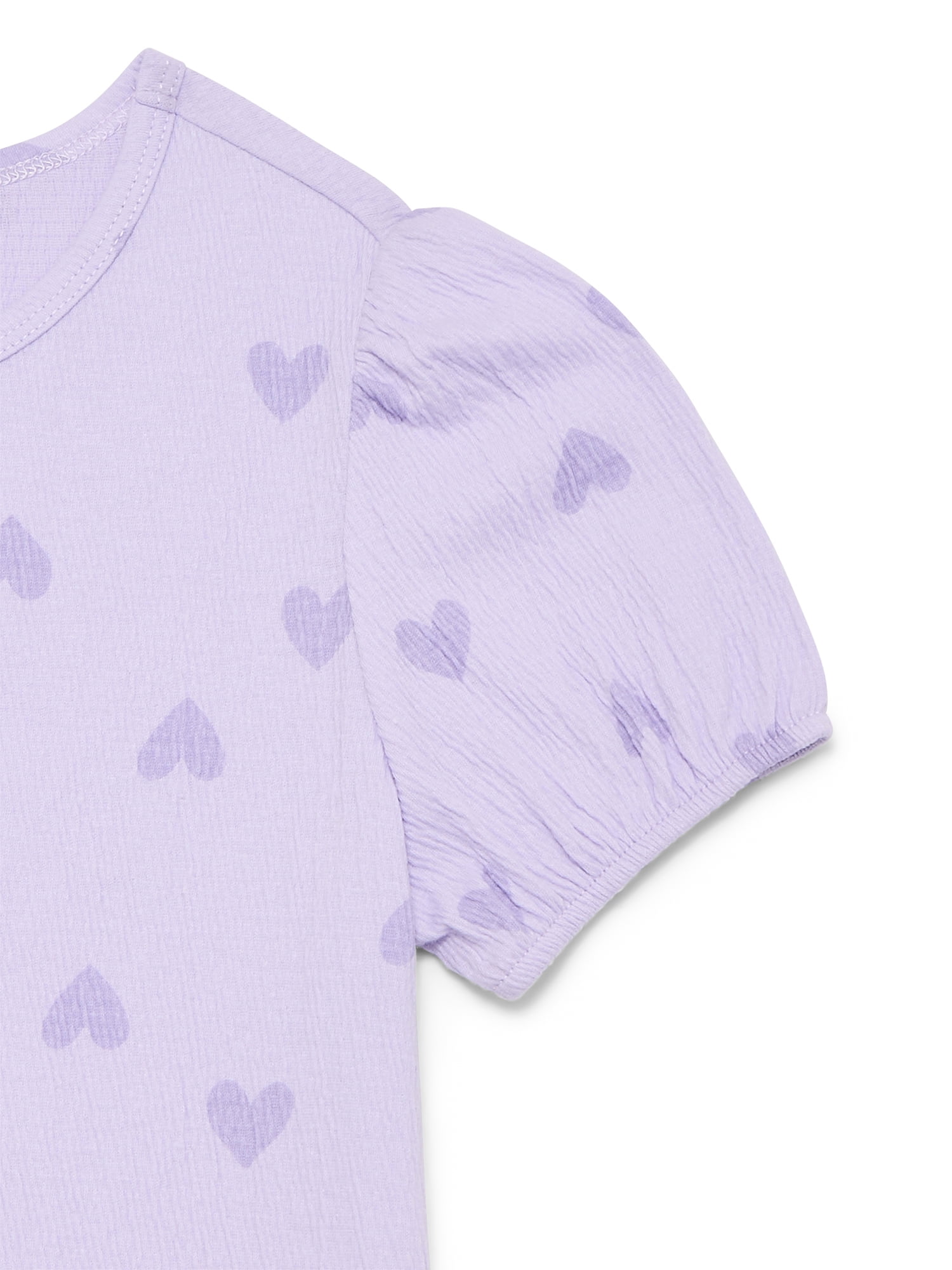 Wonder Nation Girls Crinkle Jersey Tee with Short Sleeves, Sizes 4-10