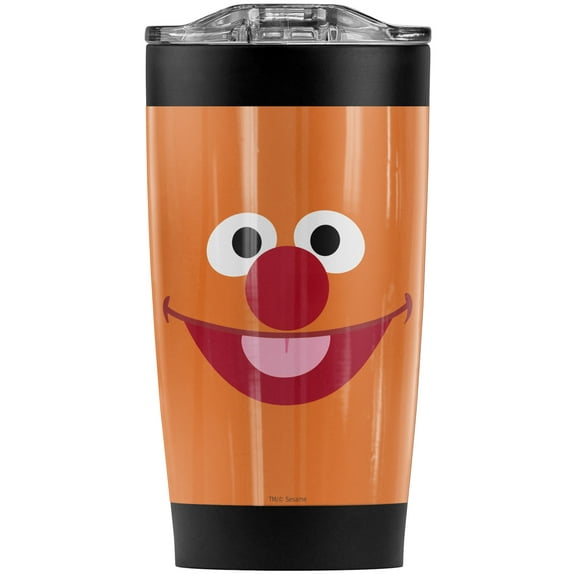 Sesame Street/Ernie Face Stainless Steel Tumbler 20 oz Coffee Travel Mug/Cup, Vacuum Insulated & Double Wall with Leakproof Sliding Lid | Great for Hot Drinks and Cold Beverages