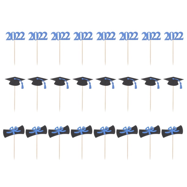 EeaseMX 24 piezas de palillos para tartas, adornos de papel para tartas, decoraciones para fiestas de graduación