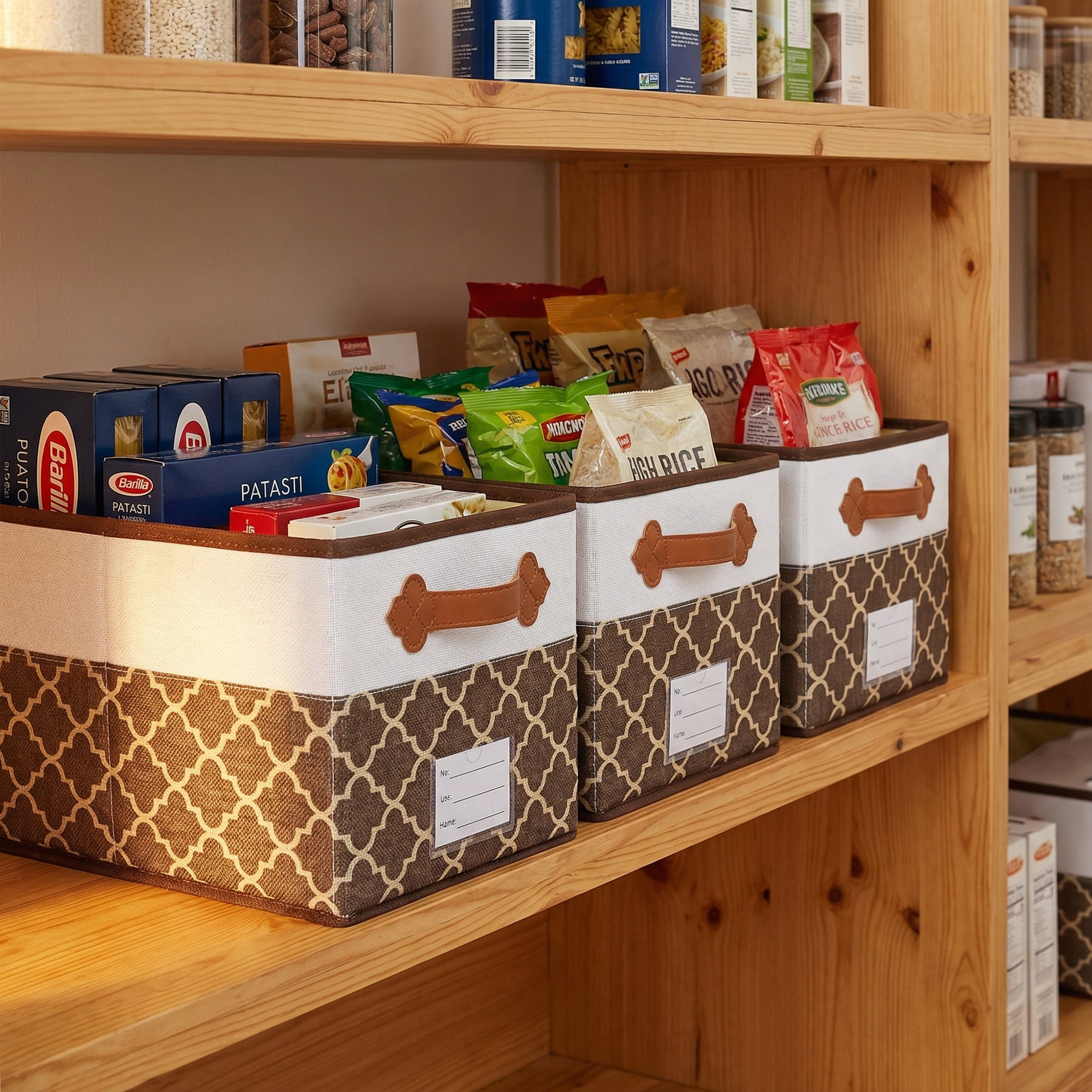 Unique Bargains Storage Basket with Handle for Organizing Objects Coffee 17.3"x11.8"x10.6"