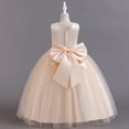 thumbnail image 5 of LYMAYTER Girls Satin Tulle Princess Dress Pearls Bow Knot Wedding Party Pageant Ball Gown 3-12Y, 5 of 8