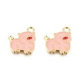 thumbnail image 2 of 100 pc Alloy Pendants with Enamel Pig Light golden Pink 18x15x2mm Hole: 2.5mm, 2 of 2