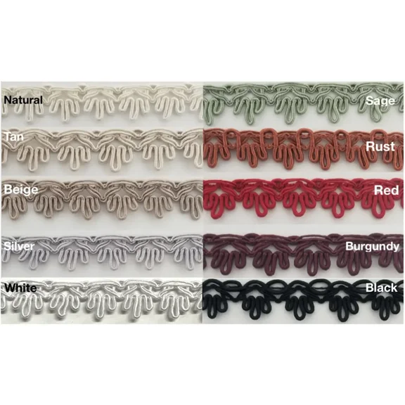 5/8" Scalloped Gimp Sewing Braid Trim - 12 Yards - Colors Available!…