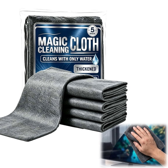Genie Magic Cleaning Cloth – XXL Microfiber Cleaning Cloths, Lint-Free Streak-Free Reusable Rags for Windows, Mirrors, Stainless Steel, Kitchen, Cars & Screens – 5 Pack (1set)