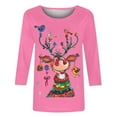thumbnail image 5 of Jsaierl Christmas Shirts Women Cute Reindeer Graphic Tees Classic Crewneck T-shirt 3/4 Sleeve Tunic Blouse Tops, 5 of 5