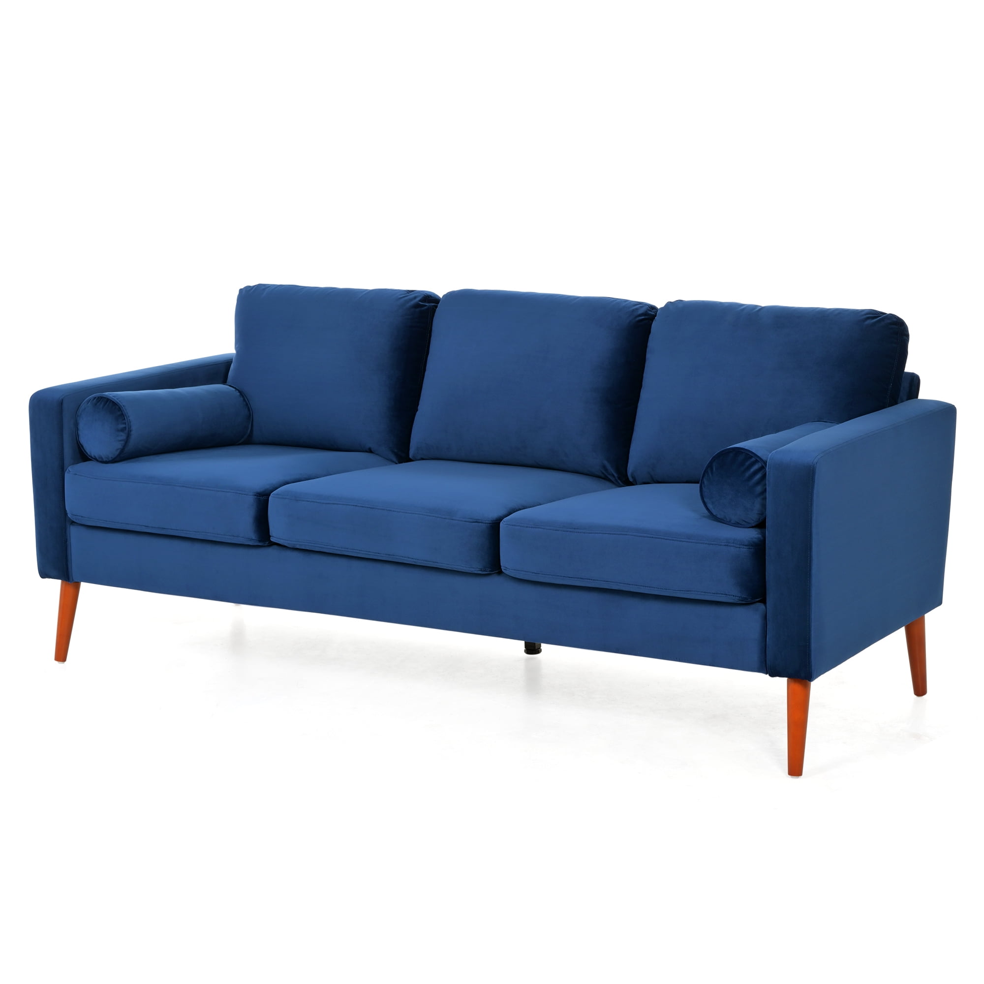 YYAo Extra Deep Filled Sofa, Vertical Velvet Upholstered Futon with Armrests and Legs for Living Room, Apartment, Blue YYAo Extra Deep Filled Sofa, Vertical Velvet Upholstered Futon with Armrests and Legs for Living Room, Apartment, Blue