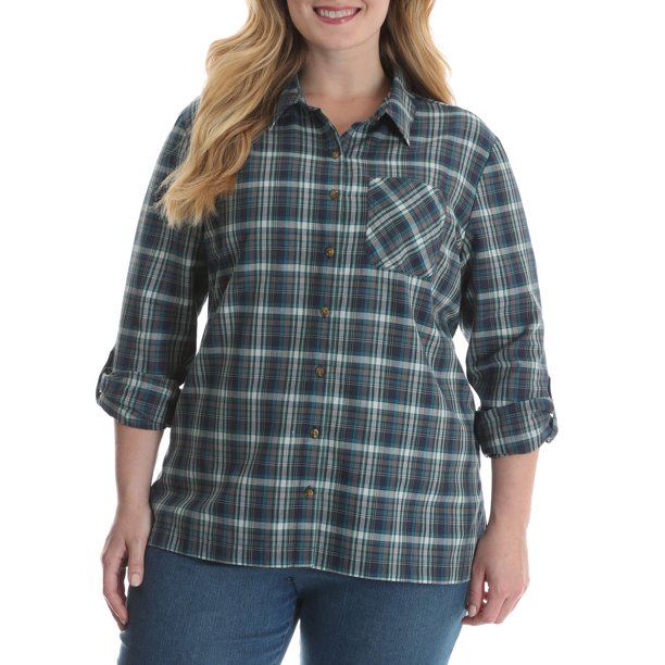 Chic Women's Plus Comfort Collection Classic Plaid Shirt - Walmart.com