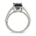 thumbnail image 2 of 925 Sterling Silver Rhodium-plated Synthetic Blue Sapphire and Cubic Zirconia Ring Size 6, 2 of 7