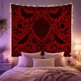 thumbnail image 2 of Heart Lock Among Moths, Roses, Ribbons and Paired Keys, Romantic Gothic for Dark Art Lovers, Floral Filigree Decor, Halloween Gift, Tapestry Wall Hanging for Bedroom and Den, 2 of 7