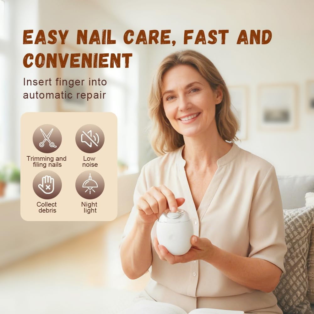 Universal Automatic Fingernail Grinder, Electric Nail Clipper with LED Light and 3 Speed Settings for Safe Nail Care, Smart Fingernail Clipper Perfect for Seniors and Baby (2pcs)