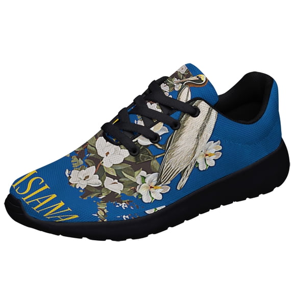 Louisiana Brown Pelican With Magnolia Map Shoes Sneakers Black Size 3.5