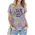 thumbnail image 1 of Xuanfei Women Tale As Old As Time Print Tie Dye Gradient Round Neck Short Sleeve T-Shirt, 1 of 4