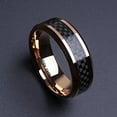 thumbnail image 2 of Wedding Rings For Men. 8mm Rose Gold & Black Carbon Tungsten Wedding Band, 2 of 3