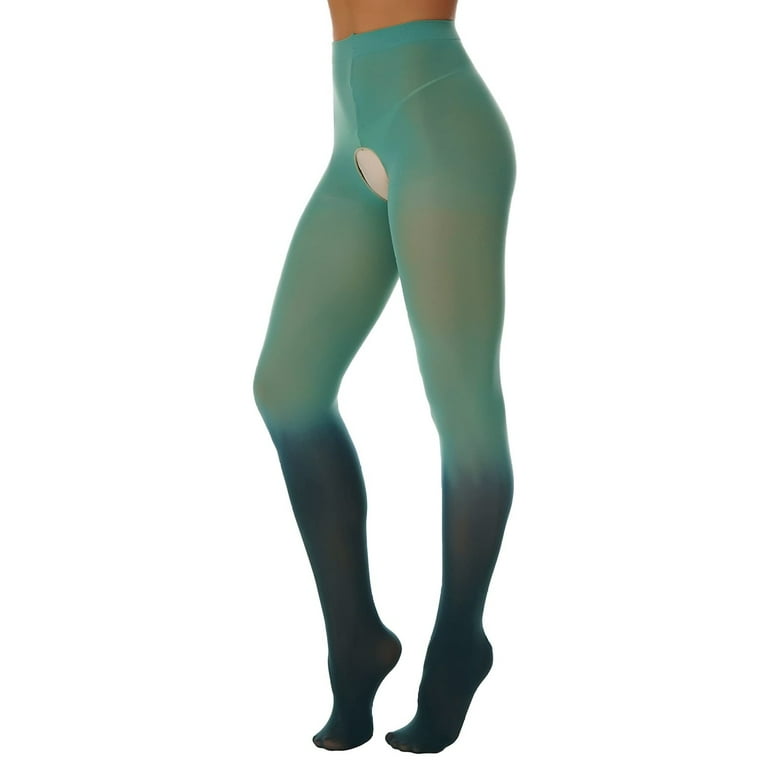 Womens Tights Mesh See Through Long Pants Gradient Color Tight