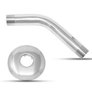 Shower Arm | Made of Stainless Steel in Chrome | Wall-Mounted Steel ShowerHead | Universal Extension with Flange 1/2" X 6" | Perfect for Bathroom Shower Head | Polished Chrome Finish