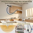 thumbnail image 6 of Wowkk Sanitary Ware Waterfall Kitchen Faucet with Pull Down Sprayer, 304 Stainless Steel Kitchen Sink Faucet with Deck Plate & Supply Lines, 3 Modes Sprayer Faucets for Kitchen Farmhouse Bar Sink, 6 of 9