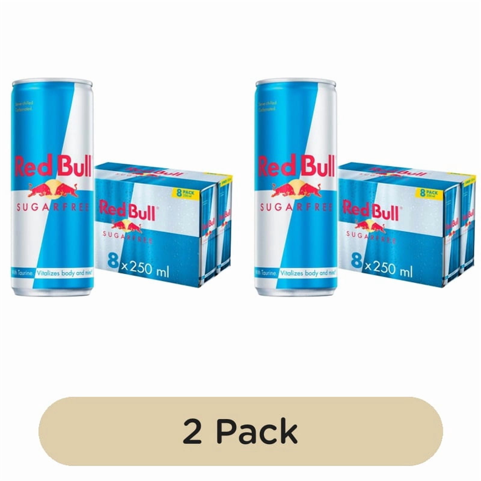 Red Bull Energy Drink Sugar Free 8 x 250ml, British Import (Pack of 2)
