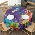 thumbnail image 3 of Colorful Tropical Leaf Pattern Round Tablecloth 60"x60",Wrinkle Wipeable Table Cloth for Kitchen Dining Room Picnic Patio Party, 3 of 6