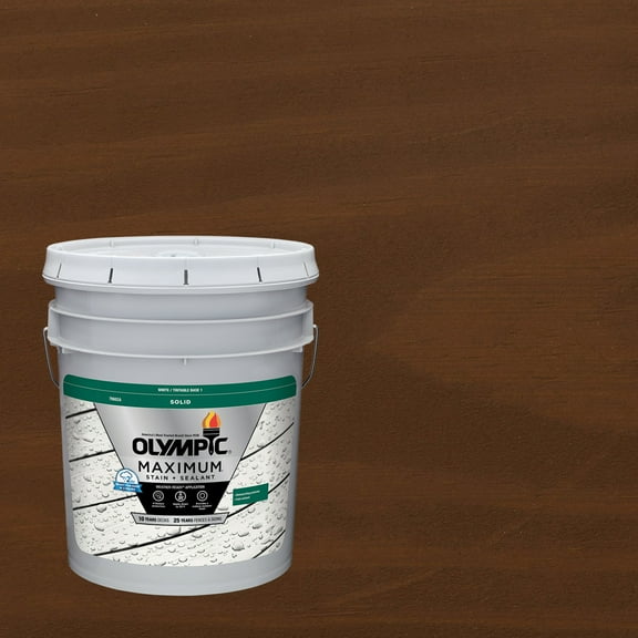 Olympic Maximum 5 Gallons SC-1016 Chestnut Brown Solid Color Exterior Stain and Sealer in One