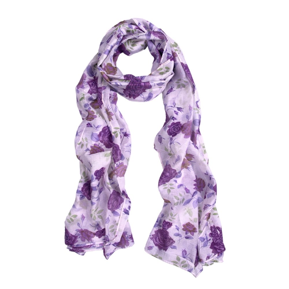 TrendsBlue Elegant Roses Print Floral Scarf