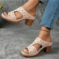 thumbnail image 6 of Viluyesy Women's Block Heels Sandals, Peep Toe Fashion Rivets Slip-On Comfortable Breathable Shoes Pink 7.5, 6 of 6