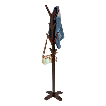 Wavy Coat Rack (Mind Reader 8 Hook Solid Free Standing Wood Coat Rack, Entryway Coat Tree Hat Hanger Umbrella Holder,)
