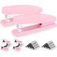 thumbnail image 1 of SHIQI-Deli Stapler, Desktop Stapler, 2 Pack, Office Stapler, 25 Sheet Capacity, Includes 2000 Staples and 2 Staple Removers, 2 Pack,Pink, 1 of 4