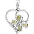 thumbnail image 4 of Sterling Silver Rh Plated Peridot And Diamond Butterfly Heart Pendant (25 X 18) Made In India qdx806, 4 of 5