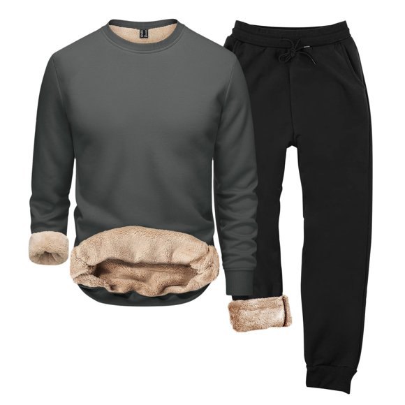Ensemble de sous-Vêtements Thermiques Amples à Col Rond pour Hommes, Couleur Unie, Automne et Hiver, Gy2 TTG