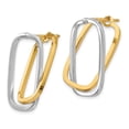 thumbnail image 4 of Primal Gold 14 Karat Yellow and White Gold Fancy Versatile Rectangle Post Earrings, 4 of 9
