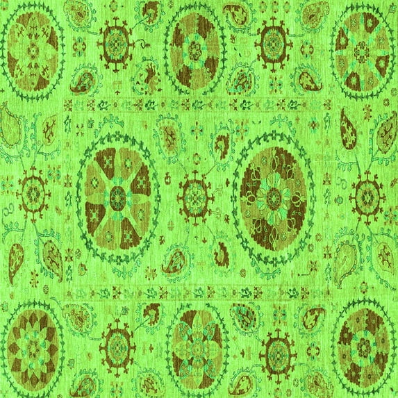 Ahgly Company Indoor Square Abstract Green Modern Area Rugs, 4' Square