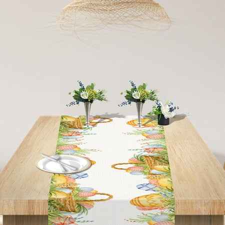 

Easter Table Flag Linen Digital Heat Transfer Table Runner Home Decor Tablecloth Oil And Stain Resistants Non Slip