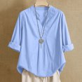 thumbnail image 2 of Summer Akafmk 3/4 Sleeve Shirts for Women,Summer Womens Cotton Linen Top,V Neck Half Sleeve Loose Solid Color T Shirt Tunic Summer Shirt Blouse, 2 of 5